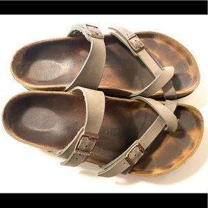 Birkenstock Mayari Thong Sandal in Stone Color, Size 38